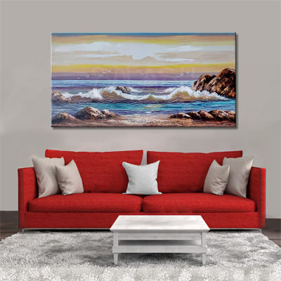 Pictures of marine landscapes Waves, beaches and sunsets at sea painted and printed
